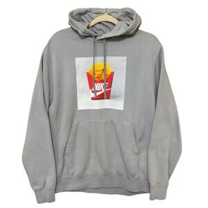 Nike Sole Food Waffle Fries Hoodie Men’s M Light Gray Pullover Sweatshirt Flaw